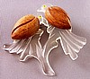 BP131 lucite & wood lovebirds pin